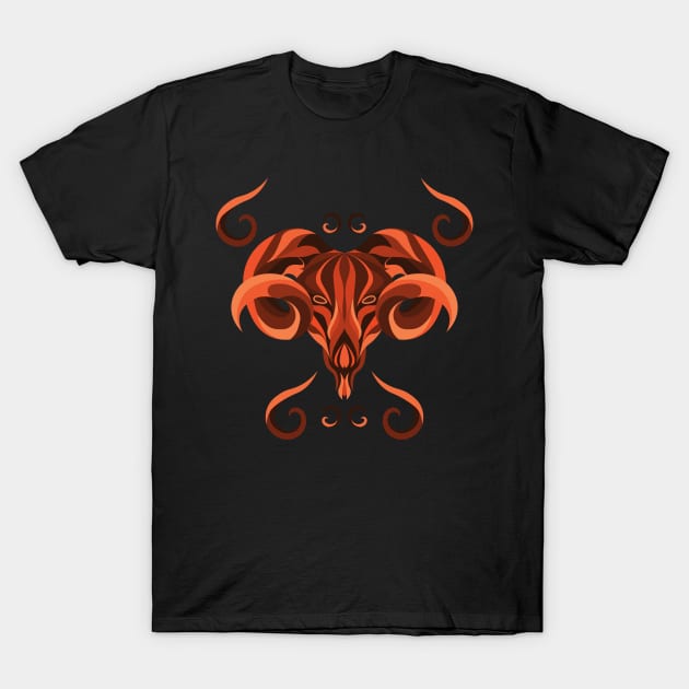 Aries Zodiac Sign - Orange T-Shirt by TeeeeeeTime